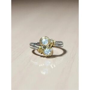 & Other Stories Silver and Gold Double Gem Ring